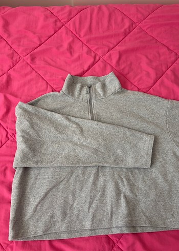 Trendyol & Milla Gri Yarım Fermuarlı Yüksek Yakalı Kadın Sweatshirt