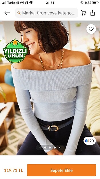 Omzu Açık Mavi Kazak