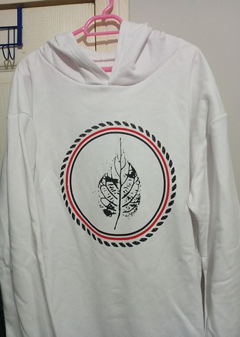 Beyaz Kapüşonlu Uzun Kollu Sweatshirt - Görsel 2