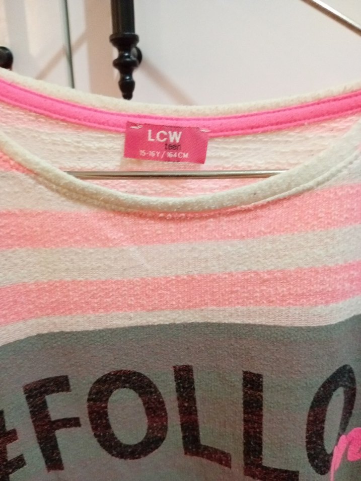 Pembe Çizgili Uzun Kollu Tişört - Görsel 2