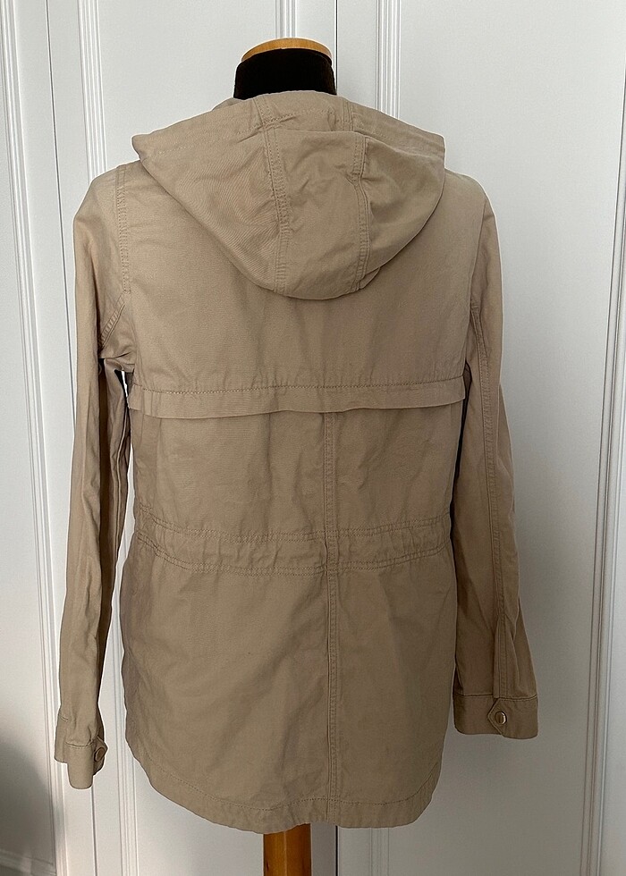 H&M pamuklu kısa trençkot parka - Görsel 3