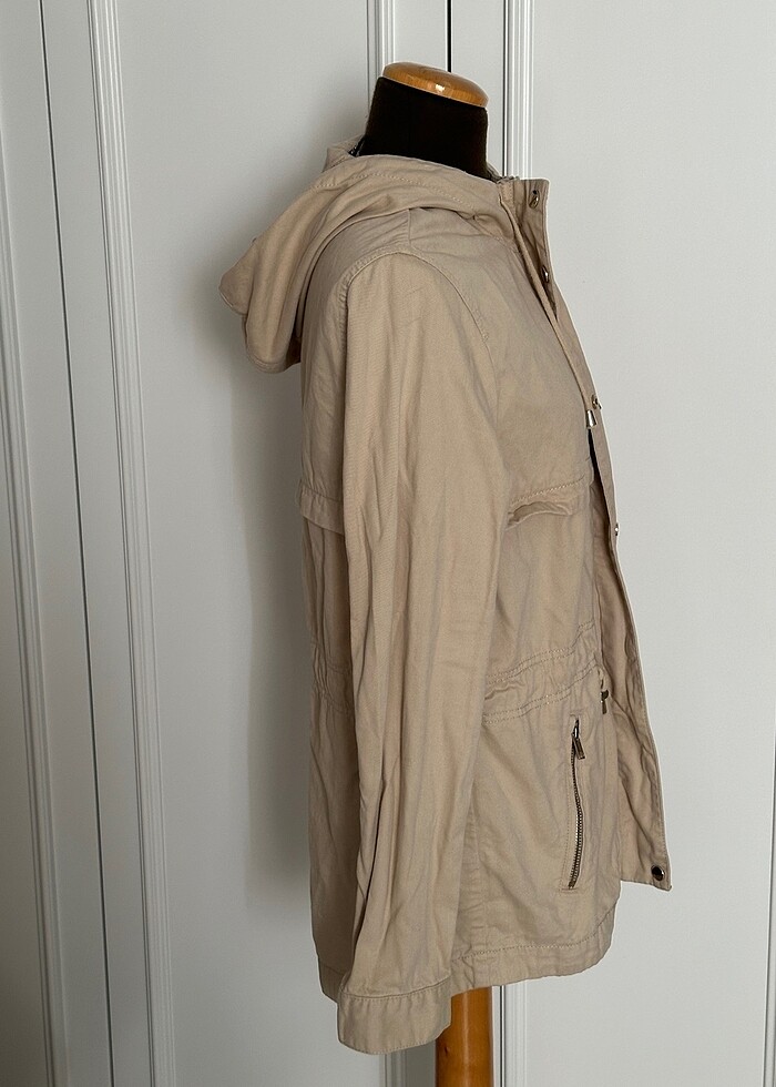 H&M pamuklu kısa trençkot parka - Görsel 4