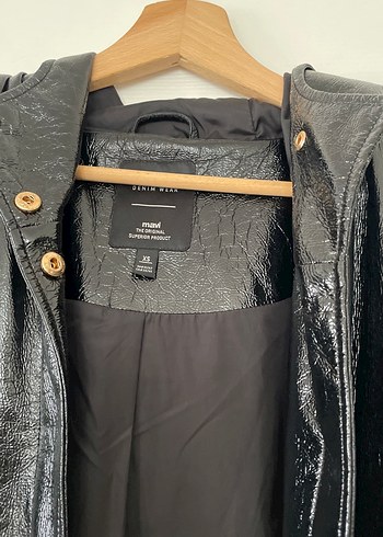 Mavi Jeans Siyah Deri Midi Kaban