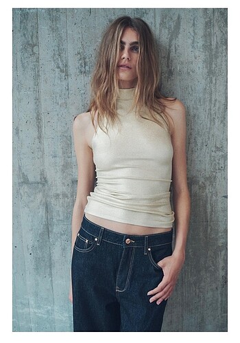 Zara Metalik fitilli haltep top
