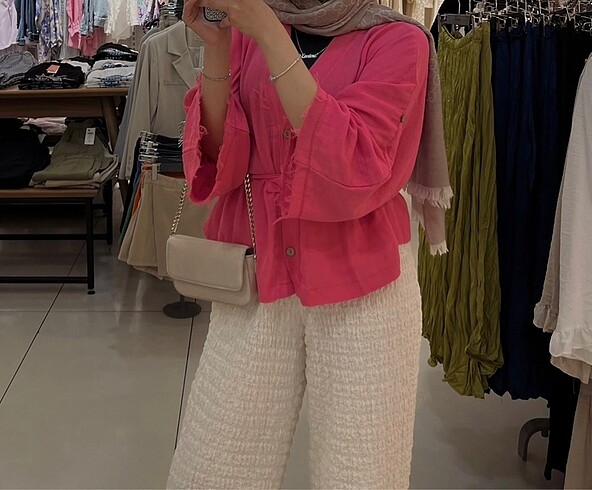 Diğer Pembe gömlek kimono tarzı