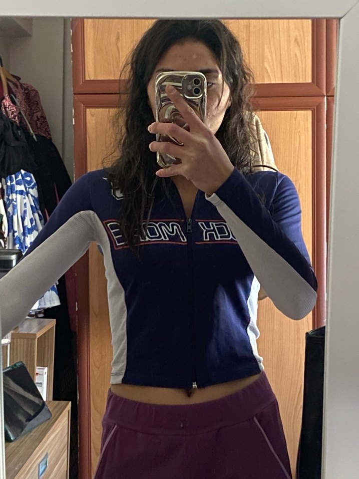 Mavi Rock Punk Kadın Fermuarlı Ceket - Görsel 3