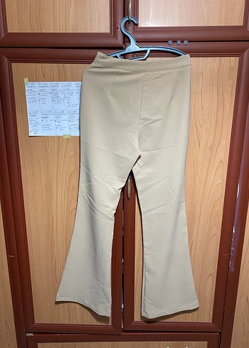 ispanyol Paça Bej Kadın Kumaş Pantolon - Görsel 2