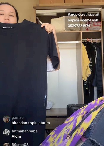 Siyah Midi Kadın Tişört, Kısa Kollu, Salaş