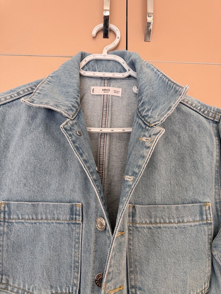 Gri Kısa Kollu Denim Tulum - Görsel 2