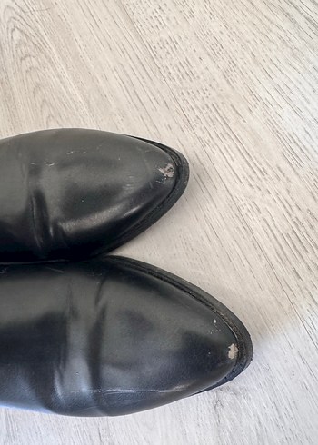 Kadın Siyah Deri Dizüstü Çizme Stiletto Topuklu - Görsel 4