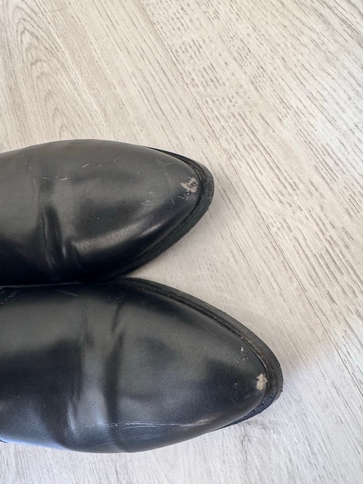 Kadın Siyah Deri Dizüstü Çizme Stiletto Topuklu - Görsel 4