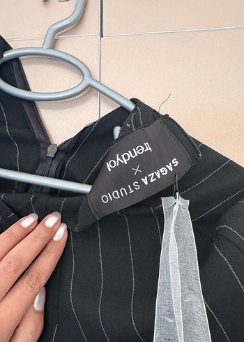 Kadın Gri Çizgili Midi Blazer - Görsel 3