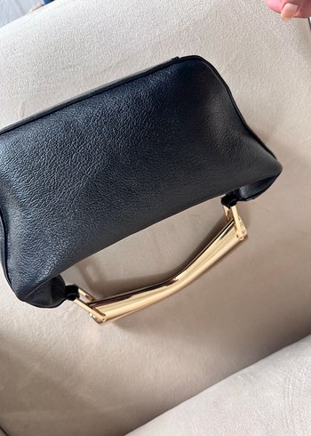 Siyah Deri Tokalı Kadın Çanta - Görsel 2