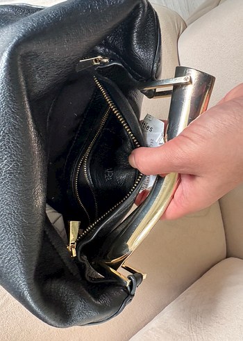 Siyah Deri Tokalı Kadın Çanta - Görsel 3