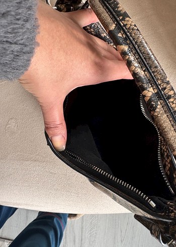 Kahverengi Yılan Desenli Deri Kadın Çanta - Görsel 3