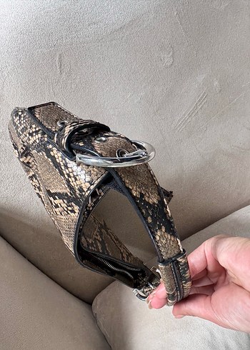 Kahverengi Yılan Desenli Deri Kadın Çanta - Görsel 5