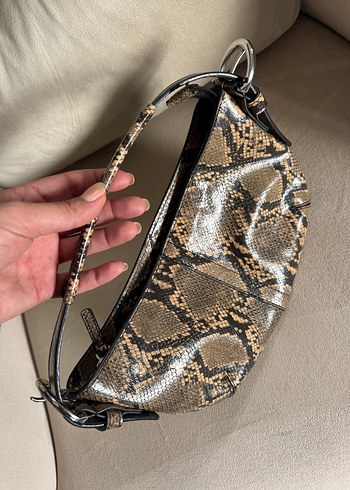 Kahverengi Yılan Desenli Deri Kadın Çanta - Görsel 2