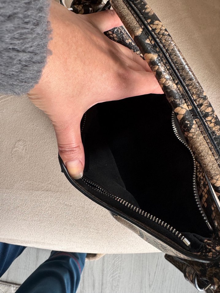 Kahverengi Yılan Desenli Deri Kadın Çanta - Görsel 3