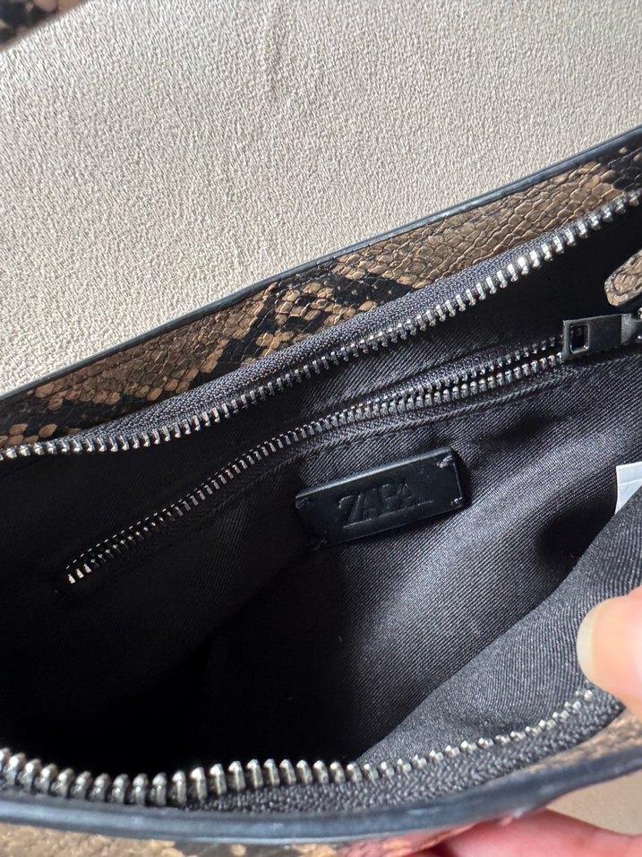 Kahverengi Yılan Desenli Deri Kadın Çanta - Görsel 4