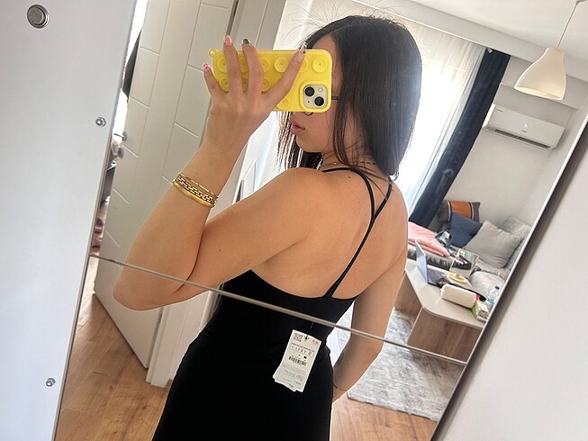 s Beden siyah Renk Zara sırt dekolteli midi elbise