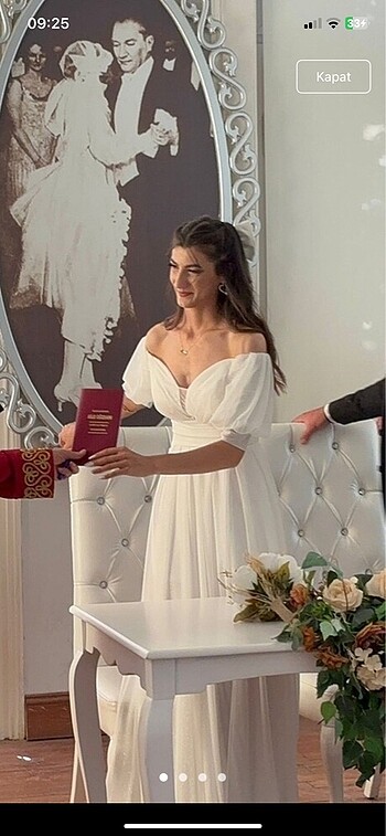 Kayık yaka yırtmaçlı abiye 