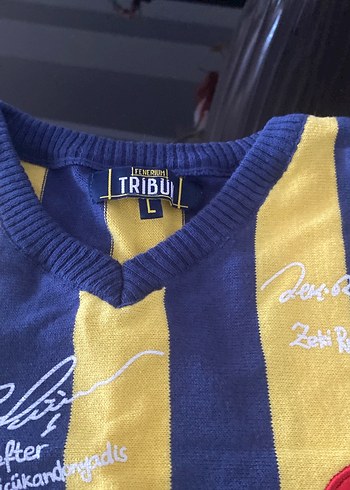 Sarı Lacivert Çizgili Erkek Tişört - Görsel 2