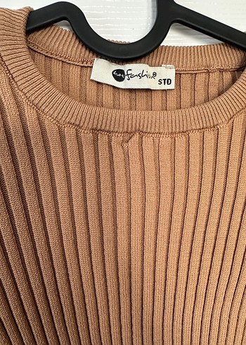 Kolu Düğmeli Basic Camel Kahverengi Triko - Görsel 4