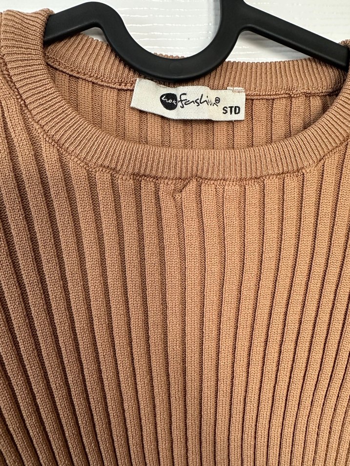 Kolu Düğmeli Basic Camel Kahverengi Triko - Görsel 4