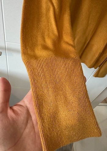 Koton Hardal Sarı Kayık Yaka İnce Triko - Görsel 3