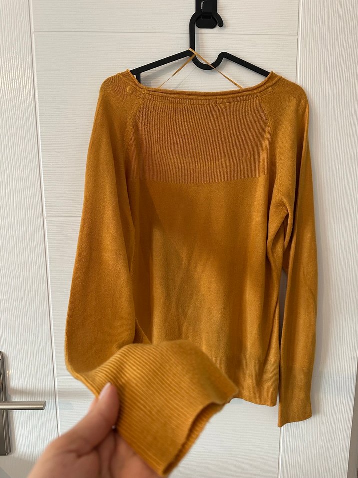 Koton Hardal Sarı Kayık Yaka İnce Triko - Görsel 2