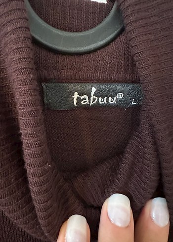 Tabu Boğazlı Kısa Kollu Kahverengi Triko - Görsel 2