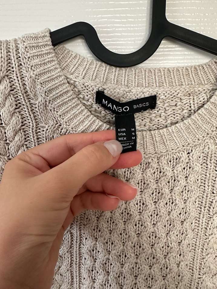 Mango Krem/Bej Triko Kazak - Görsel 3