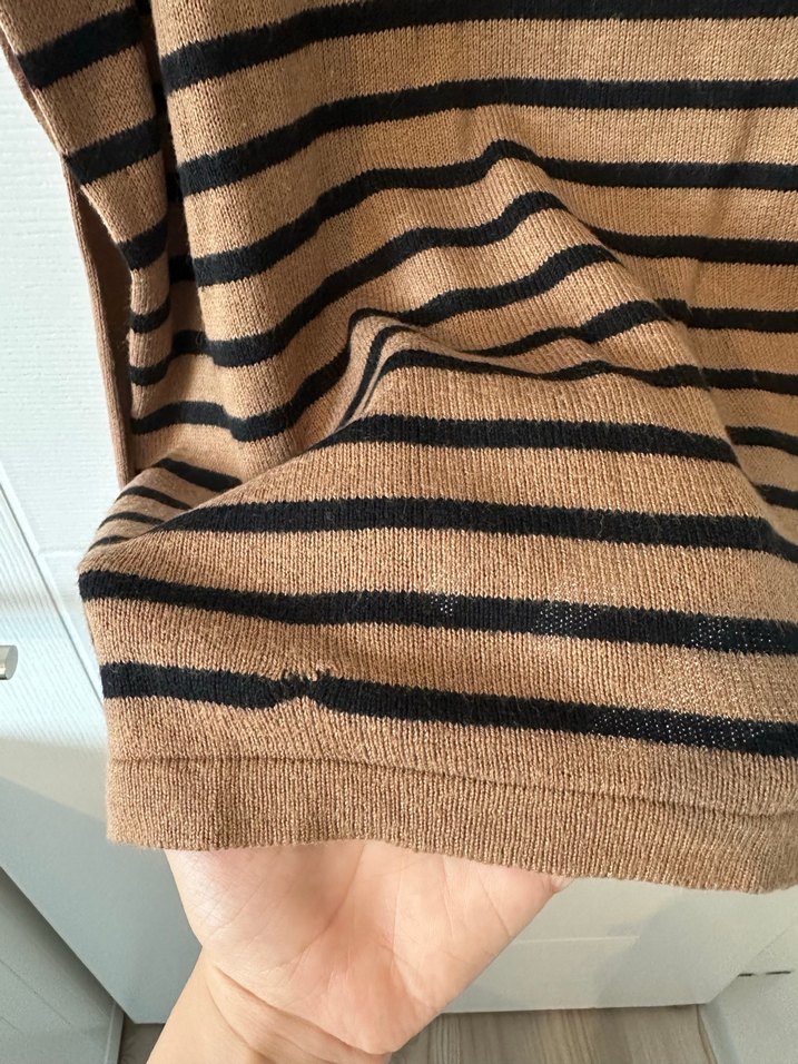 Topshop Hardal-Siyah Çizgili Triko Kazak - Görsel 3