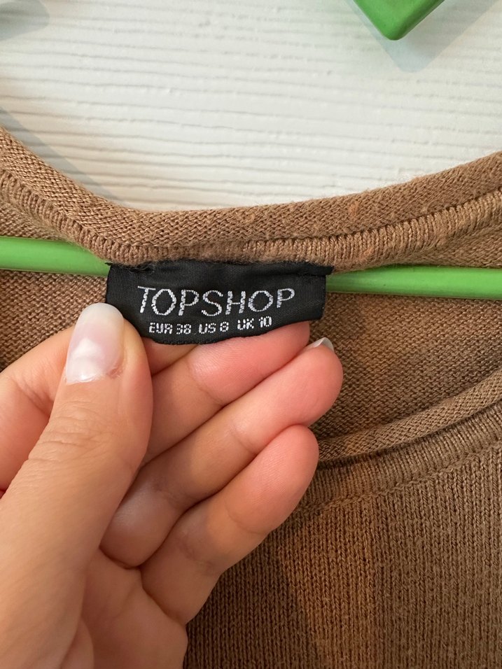 Topshop Hardal-Siyah Çizgili Triko Kazak - Görsel 4