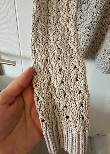 Mango Casual Bej Ajurlu Triko Kazak - Görsel 5