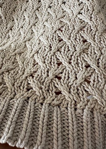 Mango Casual Bej Ajurlu Triko Kazak - Görsel 3