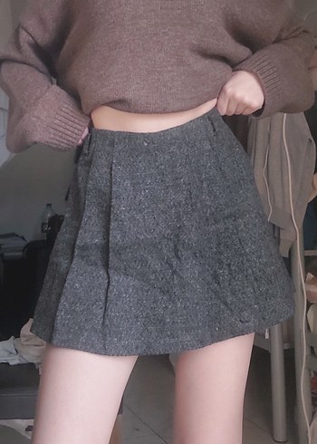 Gri Triko Midi Etek - Görsel 2