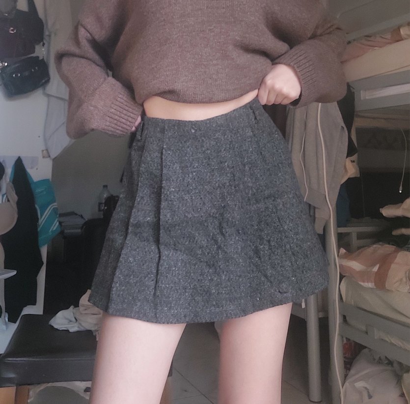 Gri Triko Midi Etek - Görsel 2