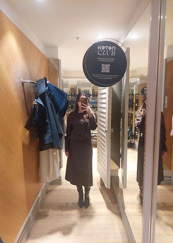 Kahverengi Deri Kadın Triko takım - Görsel 4