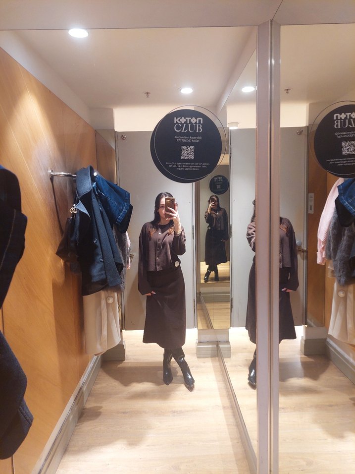 Kahverengi Deri Kadın Triko takım - Görsel 3