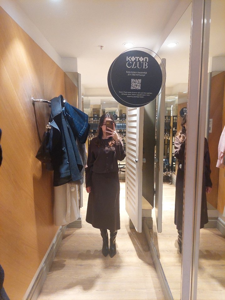 Kahverengi Deri Kadın Triko takım - Görsel 4