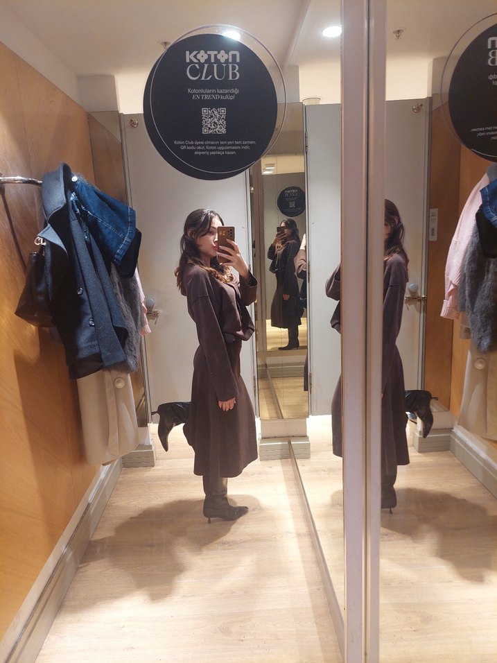 Kahverengi Deri Kadın Triko takım - Görsel 5