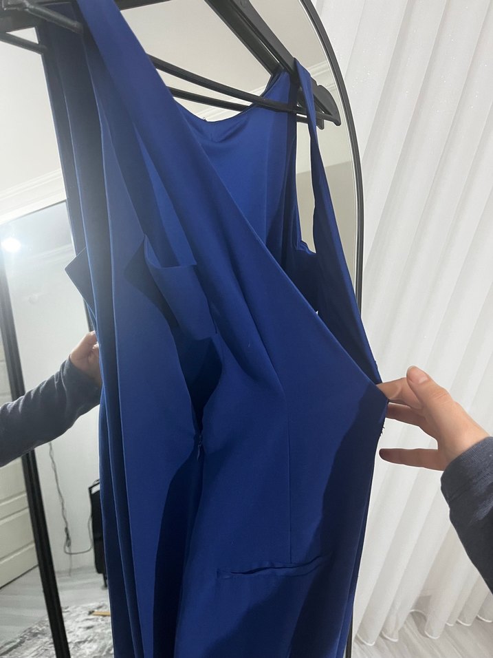 Lacivert Sırt Dekolteli Kadın Tulum - Görsel 3