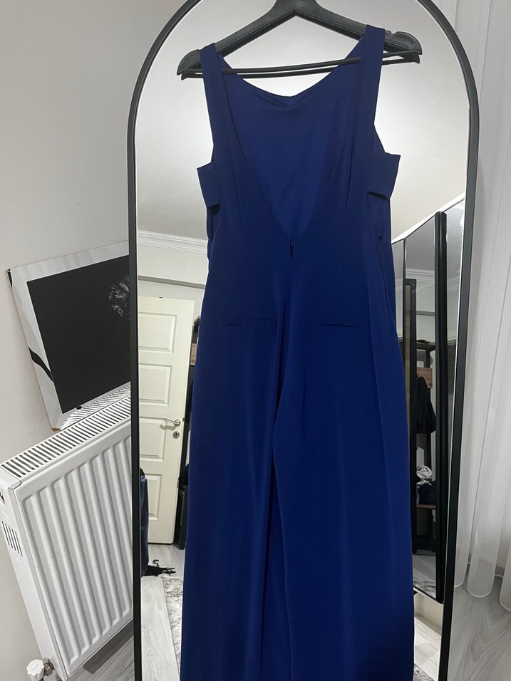 Lacivert Sırt Dekolteli Kadın Tulum - Görsel 2