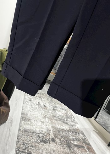 Kadın koyu lacivert Pilili Kumaş Pantolon - Görsel 5