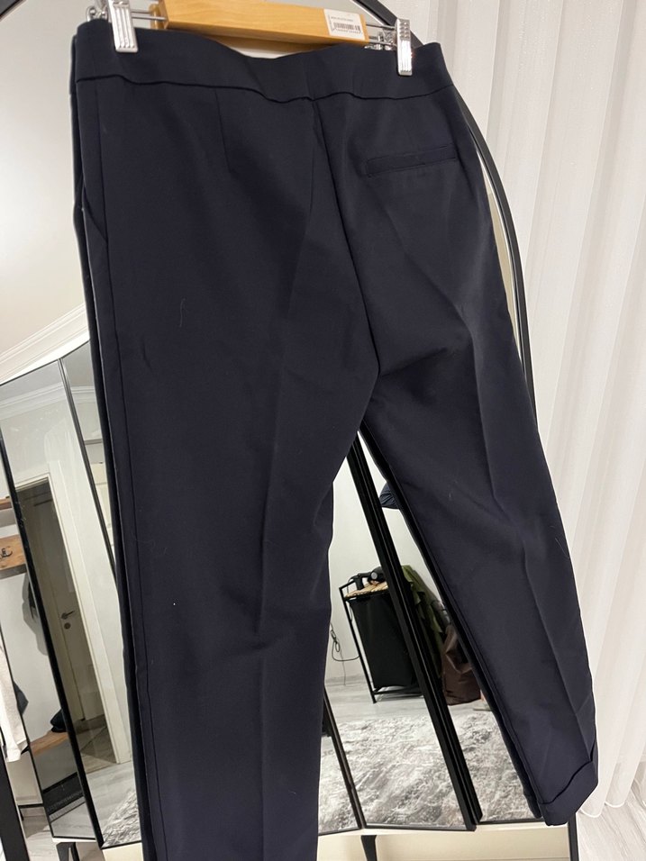 Kadın koyu lacivert Pilili Kumaş Pantolon - Görsel 4