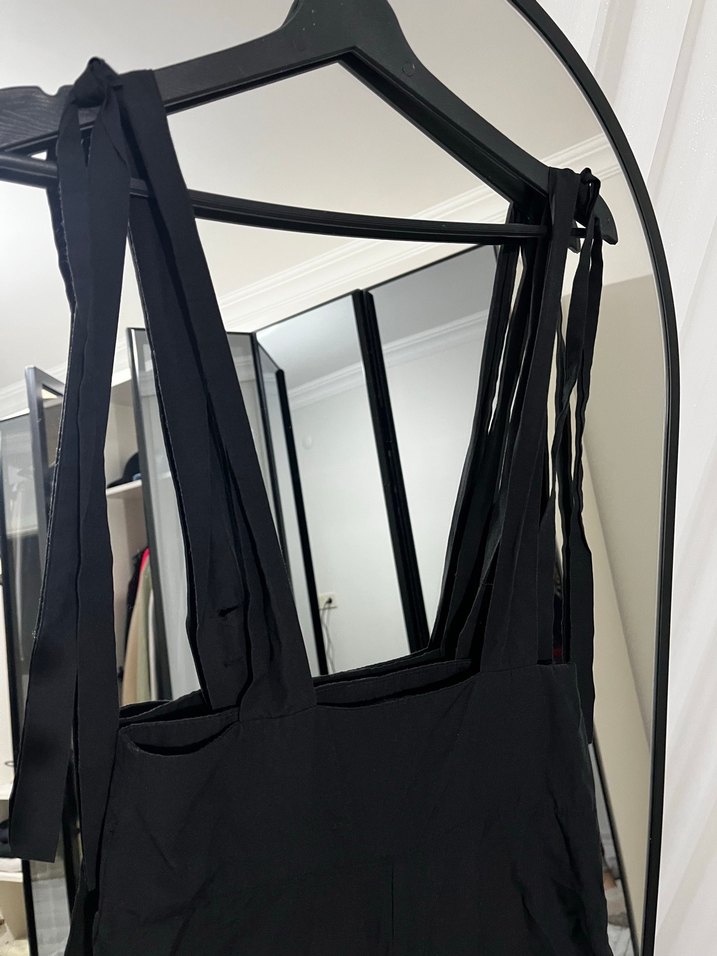 Siyah Halter Yaka Kemerli Uzun Tulum - Görsel 2