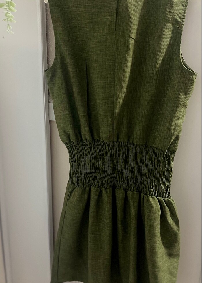 Koyu yeşil günlük elbise - Görsel 2