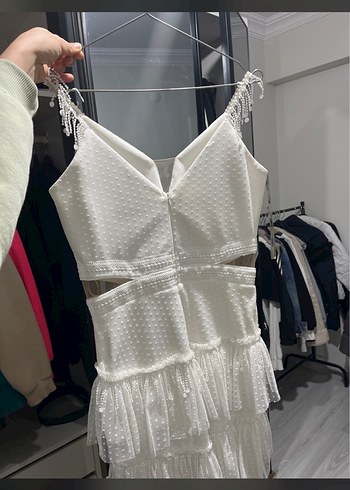 Beyaz after elbisesi - Görsel 2