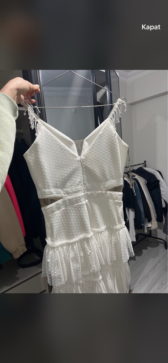 Beyaz after elbisesi - Görsel 2